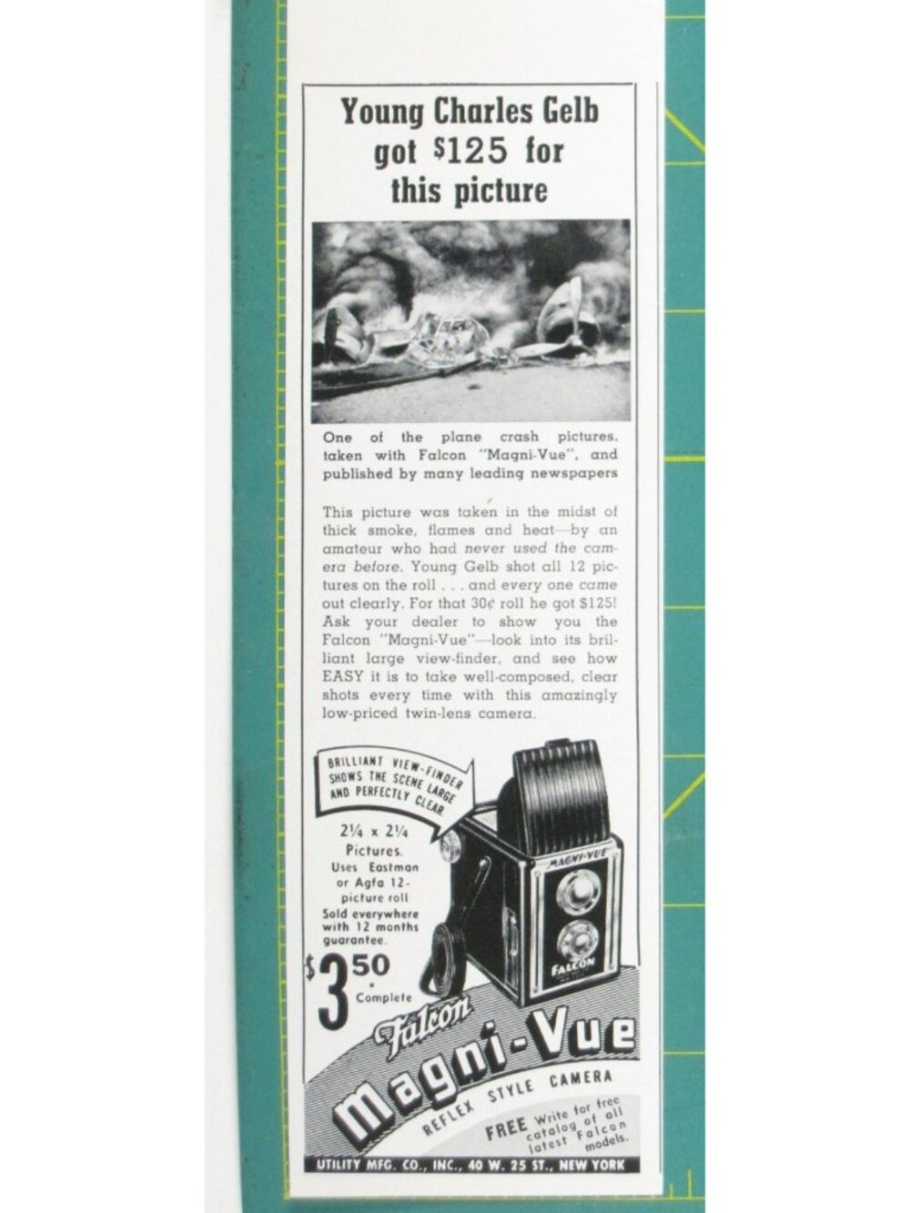 Print Ad Falcon Magni-Vue Reflex Style Camera Retro Photography Vintage 1941